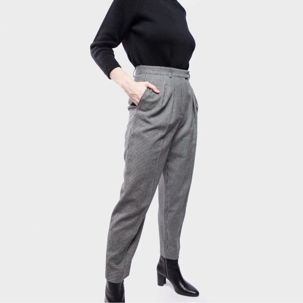A.P.C. Pantalon Cheryl Faux Noir Wool Houndstooth Pants Size 34EU 26 x 26 x 12